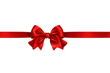 Vector decorative shiny gift red ribbon with tied bow design element isolated on Transperant background
