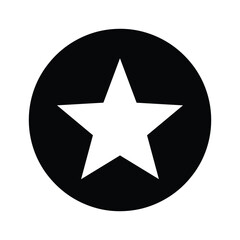 Simple black circle icon with a white fivepointed star shape inside, isolated on