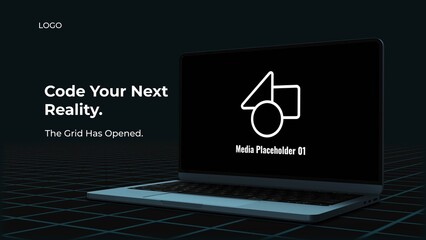 3D Futuristic Grid Laptop Mockup