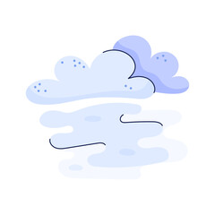 Hand drawn cloud and Fog. Sky and weather design element. Isolated vector illustration on white background.