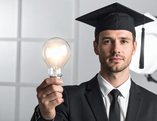 Graduate Student with Bright Idea - A Symbol of Academic Achievement and Innovation.