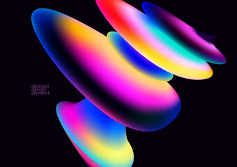Abstract background of colorful Iridescent fluid blob . 3D vector design elements.
