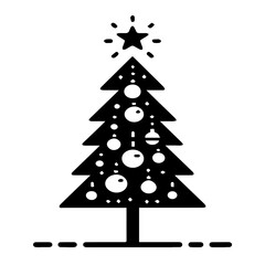Fototapeta premium A festive Christmas tree adorned with ornaments and a shining star at its peak, ready for holiday celebrations