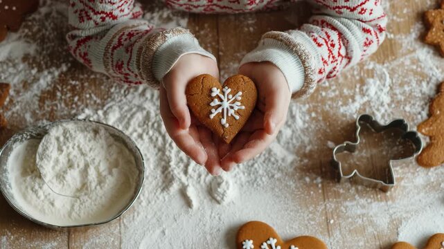 Making gingerbread cookies with kids and decorating them for the holiday