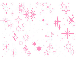 Sparkle Decoration Set / Hand-drawn Stars and Light Elements pink