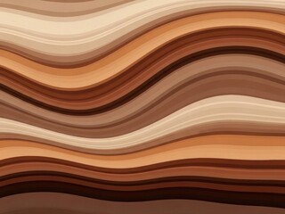 Modern Abstract Wavy Line Pattern Background in Earth Tones, Smooth Brown, Beige, and Cream Gradient