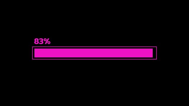 Soft pink rectangular loading bar animation with stroke outline and percent label. Great for feminine UI, cute themes, and app showcases.