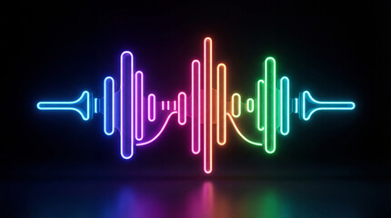 Neon Equalizer Sound Wave on Black Background