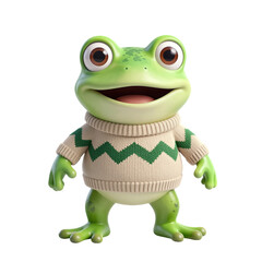 Fototapeta premium Green Frog in Sweater 3D Render Illustration