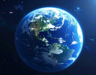 Fototapeta premium Digitally rendered view of Earth in space, showcasing continents