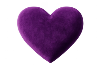 Purple fuzzy heart shape isolated on transparent background