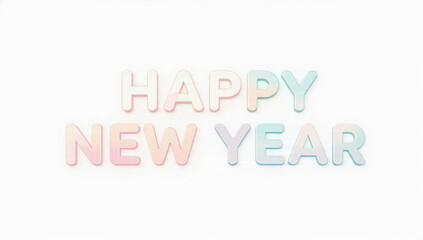 Obraz premium Happy New Year Text with Soft Pastel Colors