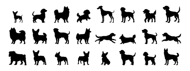 Different poses of dogs silhouette. © MandarinkaArt