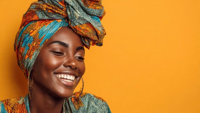 Smiling African Woman with Head Wrap