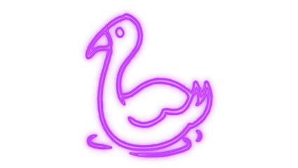 Colorful neon glowing flamingo bird icon, a vibrant abstract animal symbol illustration in a modern style, isolated on transparent background.