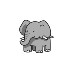 Cute Baby Elephant Cartoon Character with Friendly Expression