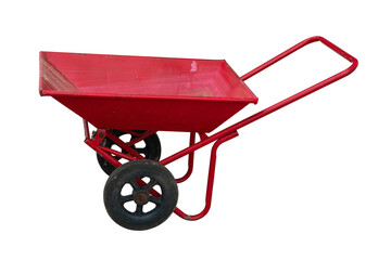 red wheelbarrow on white background
