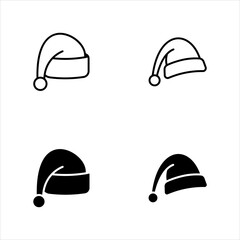 Santa hat icon set, Santa Claus Christmas hat icon, editable stroke, flat design style isolated on white linear pictogram, button, vector, sign, symbol, logo, vector illustration, eps 10.