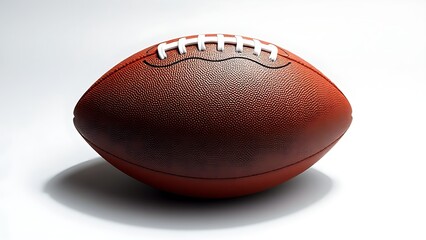 touchdown. American football isolated on white, highlighting its iconic shape and textured surface. event key visuals, club posters, designed for sports event promotions and stadium branding.