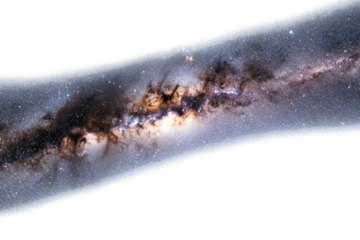 Night sky Milky Way panorama isolated on transparent background
