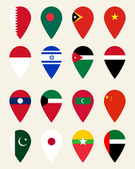 Country flag labels, set of country flag labels isolated on white background, flags of European countries. Vector, cartoon illustration, poster, postcard. Vector