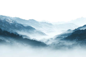 Nature misty valley isolated on transparent background