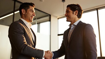 Professional Business Partnership Handshake in Modern Office Environment