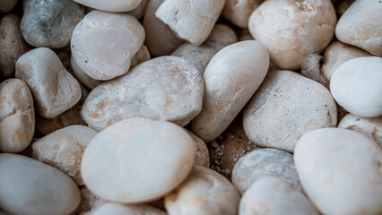  Close-up of Smooth White River Rocks and Pebbles