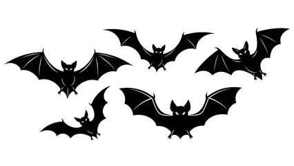 Naklejka premium Group of black bats flying in the air