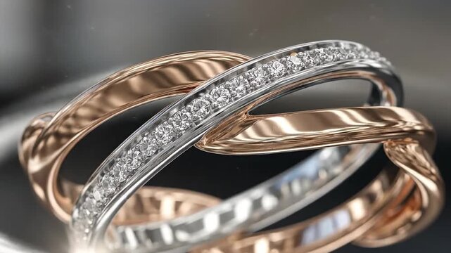 Beautiful Interlocking Rose and White Gold Diamond Ring.