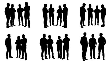 Group of people standing together silhouette