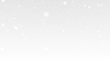 Realistic falling snow PNG overlay isolated on transparent background, seamless winter snowfall pattern for Christmas designs 36.