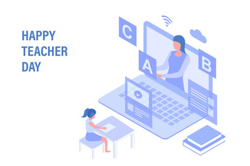 Happy teacher day concept vector illustration

