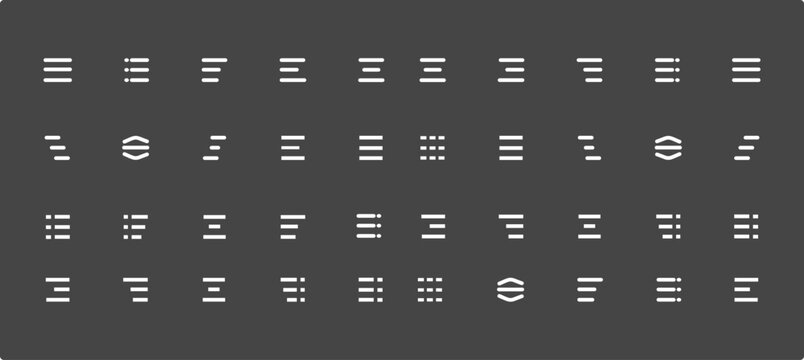 menu icon set. Navigation bar with three horizontal bars, squares, dots and ellipsis. Template navigation, Icon, dropdown button web symbol. Vector illustration