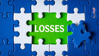 Green puzzle piece labeled "LOSSES" surrounded by blue and white pieces