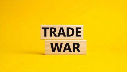 Wooden blocks with “TRADE” and “WAR” on yellow background.