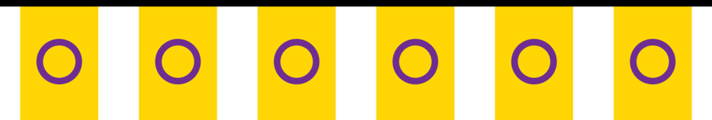 Seamless yellow with purple circle intersex flag party bunting. LGBTQI concept. Flat design illustration.
