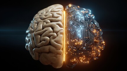 human brain with left and right parts