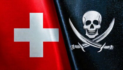 スイスの国旗と海賊旗(Switzerland flag & pirate flag.)
