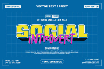 Social Introvert Text Effect &ndash; Colorful Urban Editable Vector Typography