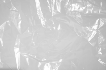 Transparent plastic wrap texture overlay. Crumpled polyethylene film, shrink packaging sheet, vinyl sleeve cover mockup. Realistic clear plastic surface effect
