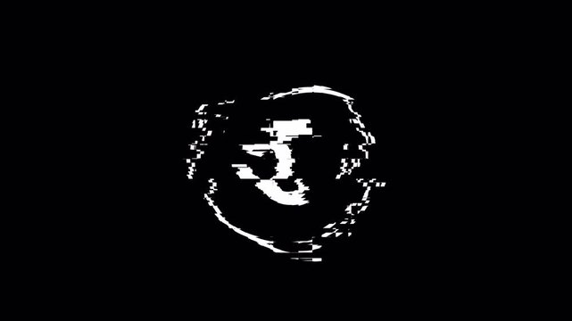 10 second countdown timer glitch effect. 4k Video circle animation