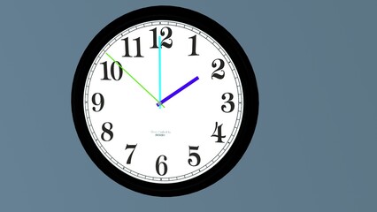 Clock on wall anatomy. 3d illustrations