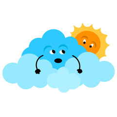 Happy Cloud With Baby Sun Cute
