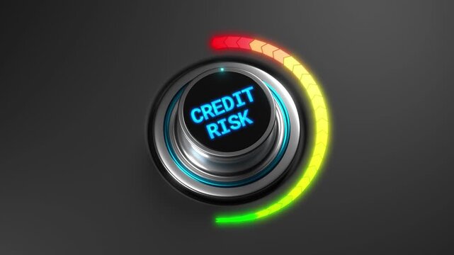Credit Risk Level Gauge Animation Rising From Green To Red, Financial Credit Risk Meter Indicator For Banking And Lending Analysis