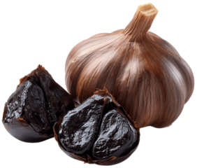 Black Garlic (Fermented Aged Garlic) 3D Rendering PNG : Generative AI