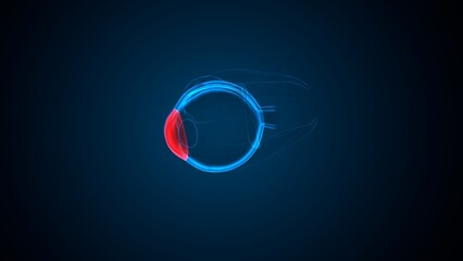 Eye anterior chamber part anatomy. 3d render