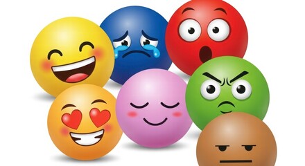Emotional Spectrum: A vibrant collection of expressive emojis captures a range of human emotions, offering a glimpse into the complexity of feelings and inner experience.