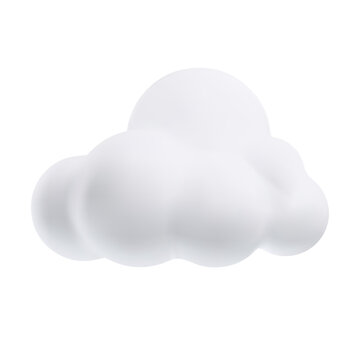 White cloud 3D plastic style vector icon, cartoon weather forecast cloudy symbol, realistic meteorology, volume bubble