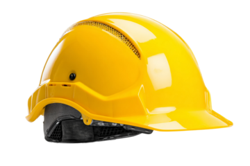 Yellow safety helmet isolated on transparent background